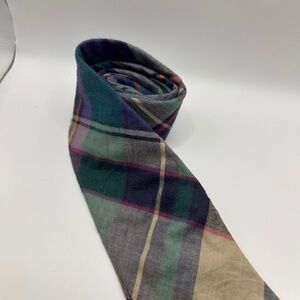 Men's Vintage Boston Traders Plaid Preppy Old Money Cotton Necktie